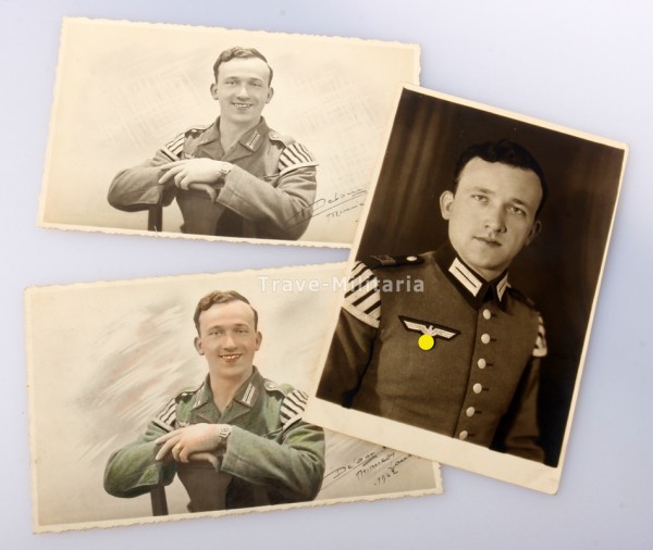 3 Fotos eines Soldaten mit Schwalbennestern