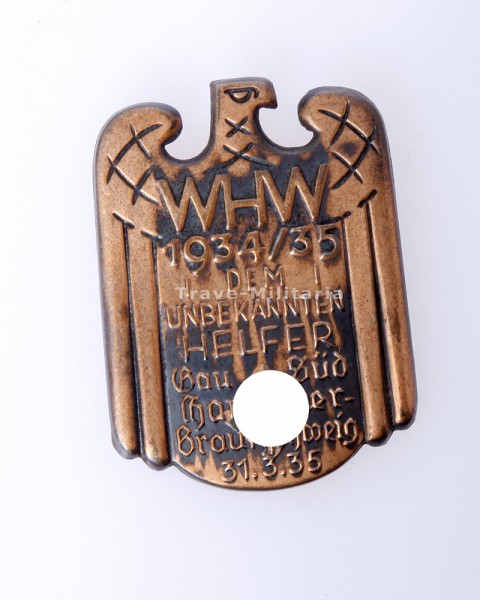 WHW 1934/35 Dem unbekannten Helfer GauSüd Hannover Braunschweig