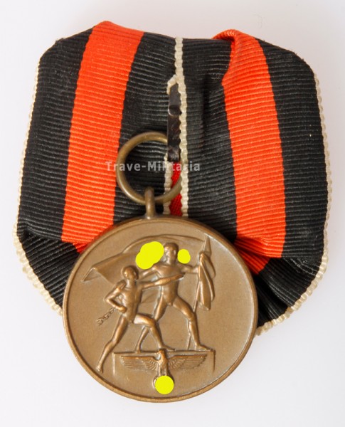 Medaille zur Erinnerung an den 1.Oktober 1938 an Einzelspange