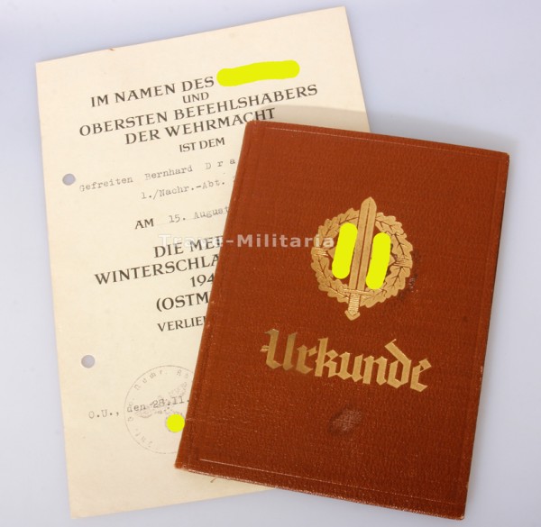 Papiere Drängewitz Nachr.-Abt. 240 und SA-Standarte 187