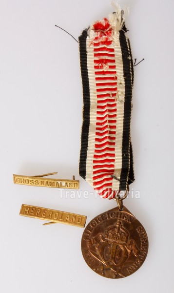 Südwest-Afrika Denkmünze für Kämpfer 1907 mit 2 Spangen