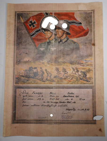 Dienstpflichtsurkunde FunkerHaus Fuchs Nachr. Abt. 18