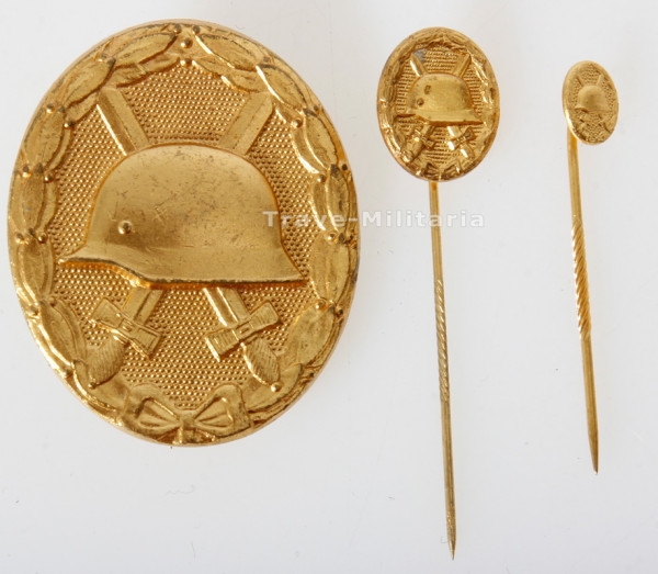 1957er Verwundetenabzeichen in Gold mit 2 Miniaturen