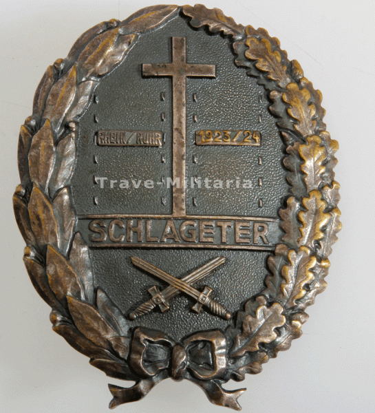 Schlageter Schild mit Spange Rhein Ruhr 1923/1924