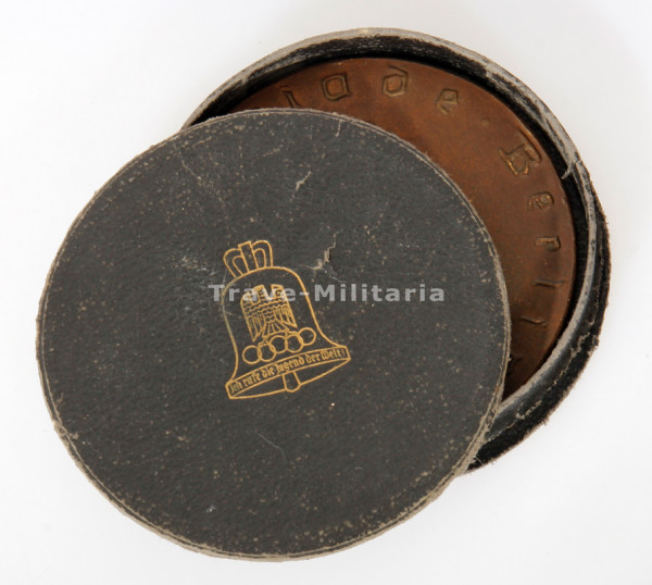 Olympiade 1936 Medaille Rad-Stern-Fahrt im Etui