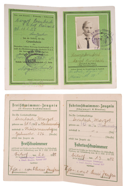 Schwimmer-Zeugnis und DLRG Grundschein Margot Lernbach