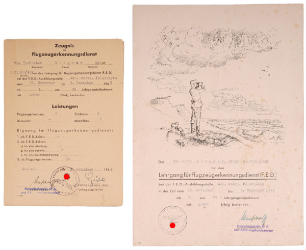 Papiere Flugerkennungsdienst (F.E.D.) MA. Gefr. Bergner