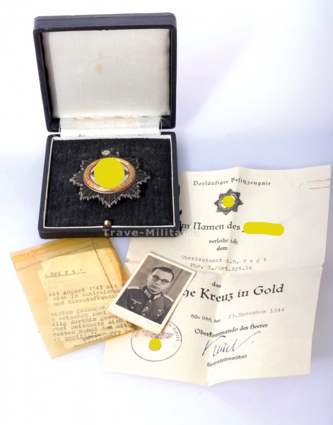 Deutsches kreuz in Gold im Etui mit Urkunde und Abschrift