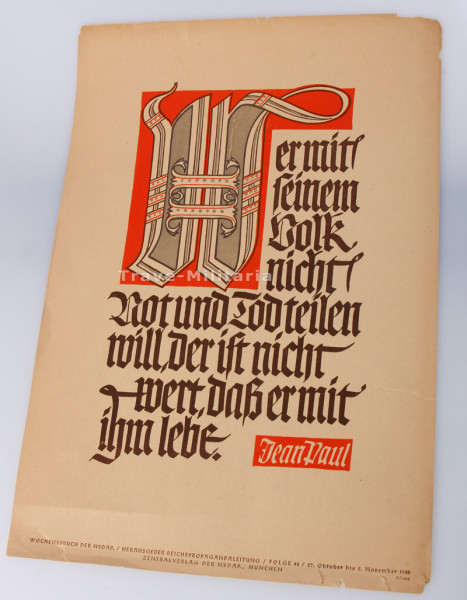 Wochenspruch der NSDAP Folge 44 27. Oktober bis 2. November 1940