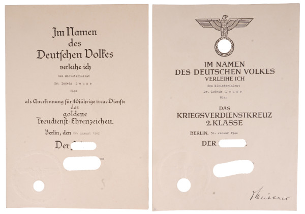 Urkundenpaar Ministerialrat Leuze Wien