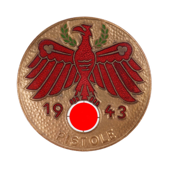 Tiroler Standschützen Gauleistungsabzeichen1943 in Gold für Pistole