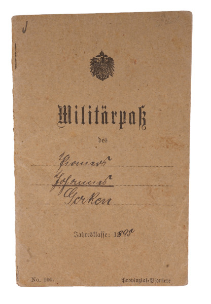 Militärpass Gerken Pionier-Ersatz-Bataillon Nr. 9