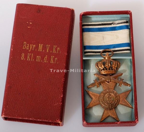 Bayern Militärverdienstkreuz 3. Klasse mit Schwertern und Krone im Etui