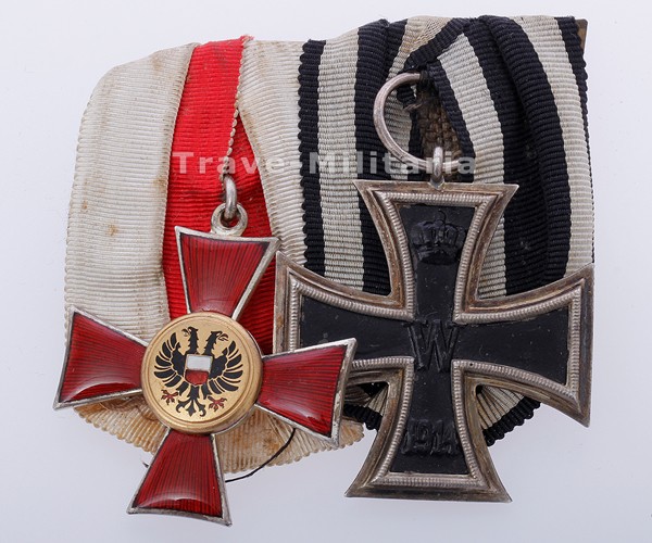 Frackspange - Eisernes Kreuz 2. Klasse 1914 und Hanseatenkreuz Lübeck