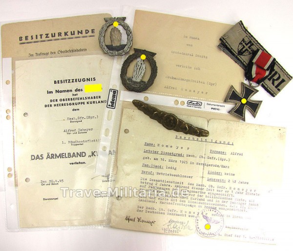 Orden und Urkunden Kriegsmarine Kurland-Kämpfer