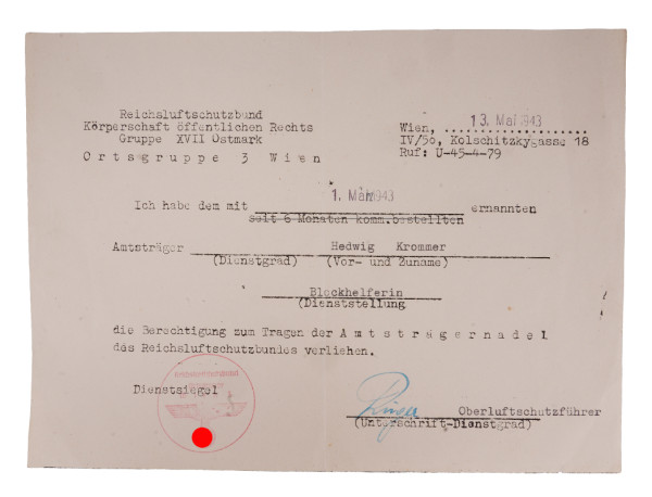 Berechtigung zum Tragen der Amtsträgernadel Krommer