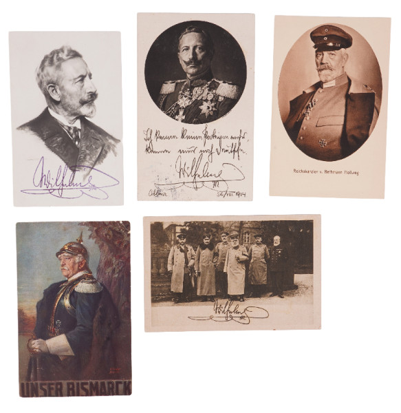 5 Postkarten Kaiser Wilhelm II, Bismarck, Bethmann Hollweg