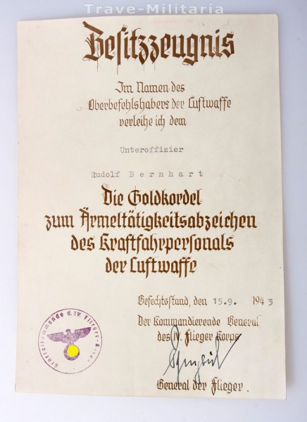 Urkundengruppe Bernhardt - L. Feldwerftabteilung (mot) II/20