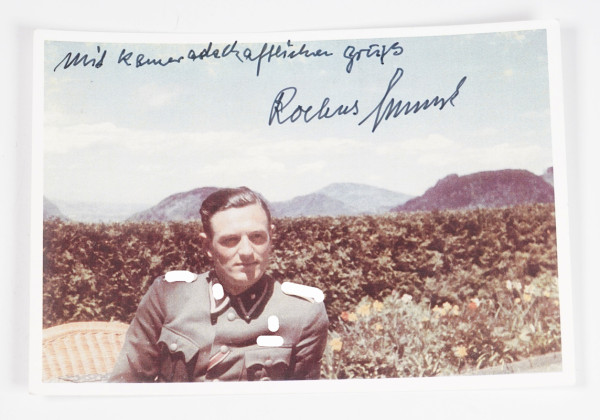 Reprofoto mit Original-Autogramm von Rochus Misch