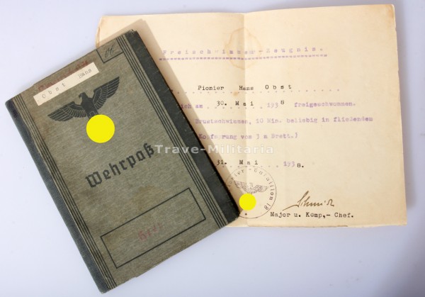 Wehrpaß Obst Geb. Pi. Btl. 95 und 91 Fest. Pi. Bat. 10
