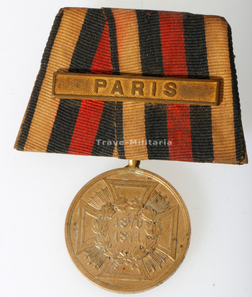 Kriegsdenkmünze 1870/1871 für Kämpfer an Einzelspange Paris