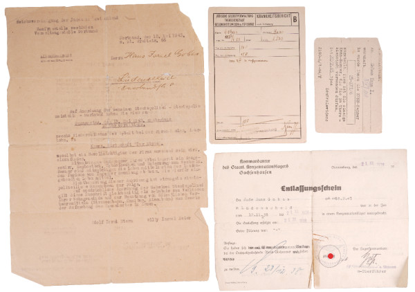 Schreiben an Hans Israel Gobas KZ Sachsenhausen u. Theresienstadt