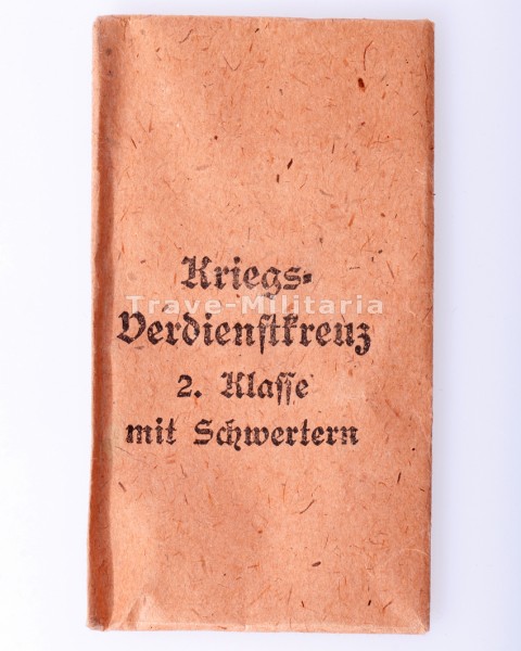 Verleihungstüte zum Kriegsverdienstkreuz 2.Klasse mit Schwertern