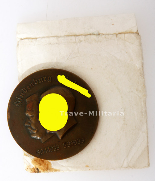 NSDAP Medaille Hindenburg-Hitler in Tüte