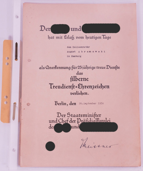 Urkundenpaar Zollsekretär August Abromowski