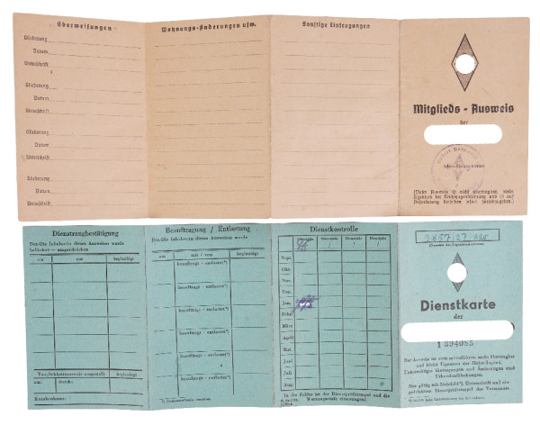 Mitgliedsausweis und Dienstkarte der HJ Käthe Wegner