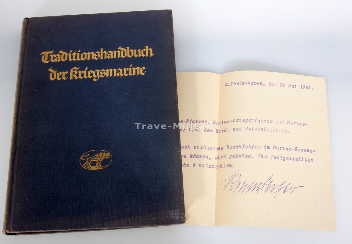 Traditionshandbuch der Kriegsmarine mit Anschreiben Archiv Trave