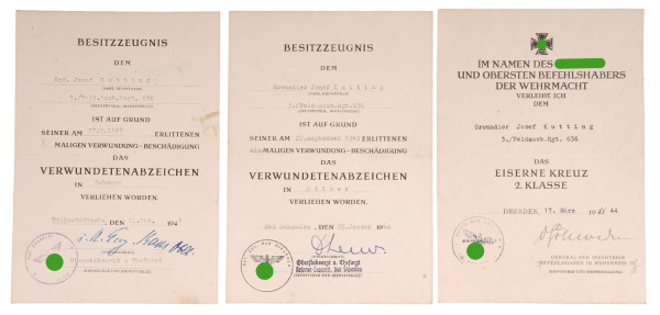 Urkundengruppe Kutting Feld. Ausb. Regt. 636