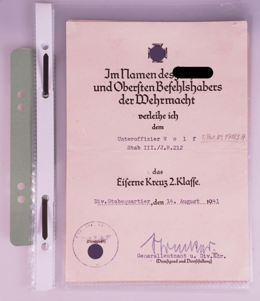 Urkundengruppe Wolf I.R.212 79.I.D. Stalingrad