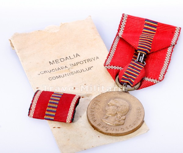 Rumänien Medaille Kreuzzug gegen den Kommunismus im Umschlag
