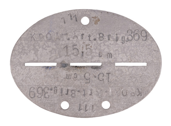 Erkennungsmarke KROAT. Art. Brig. 369 15,5 cm 111