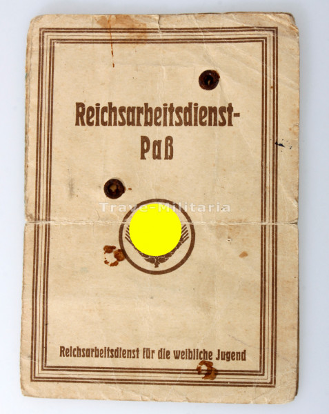 Reichsarbeitsdienst Pass weibliche Jugend Eva Jakobi