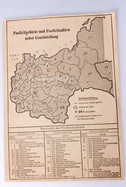 Karte Postleitgebiete Postleitzahlen nebst Gaueinteilung