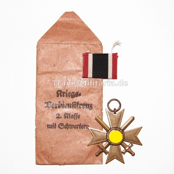 Kriegsverdienstkreuz 2. Klasse mit Schwertern in Verleihtüte Hersteller 63