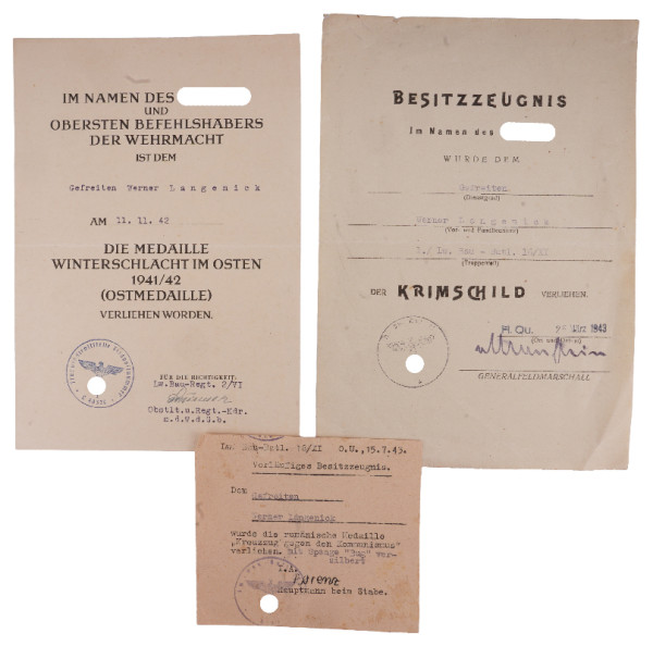 Urkundengruppe Langenick Lw. Bau-Batl. 16 XI