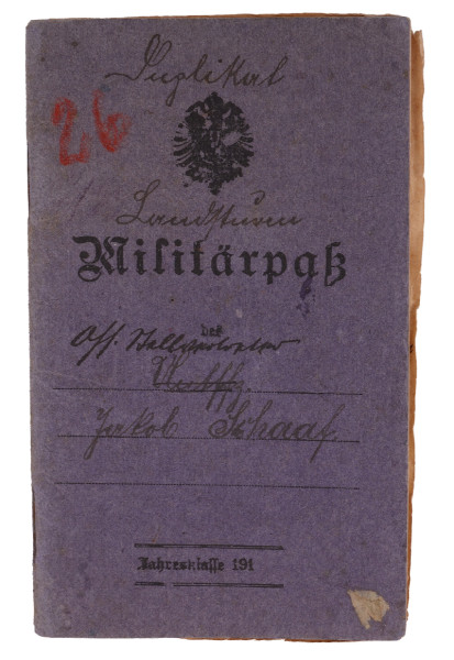 Militärpass Schaaf Inf. Regt. 132 Landst.- Regt. Batl. Allenstein