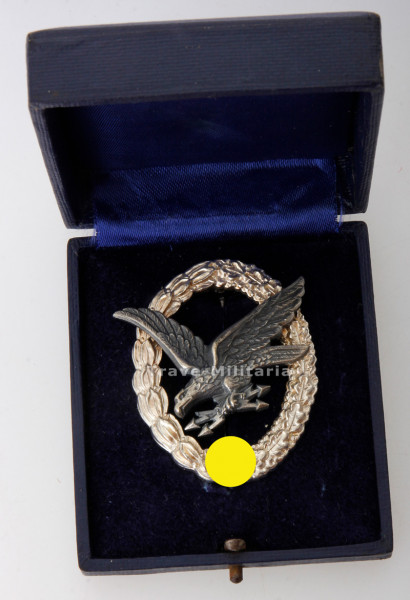 Luftwaffen-Fliegerschützen-Abzeichen mit Blitzbündel im Etui "Mint"