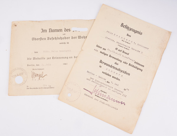 Urkundenpaar Reinhardt Stettin Luftgau III