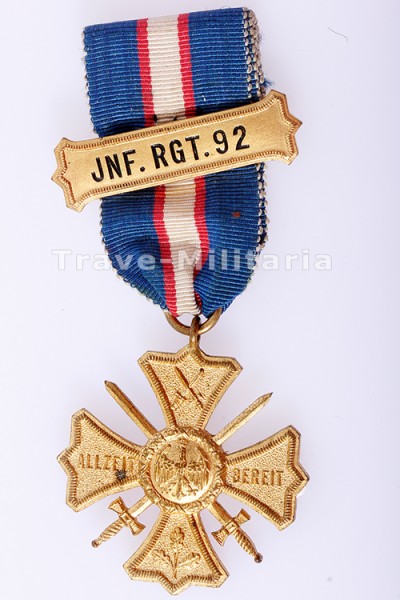 Erinnerungskreuz - Treu dem Regiment mit Spange Inf. Rgt. 92