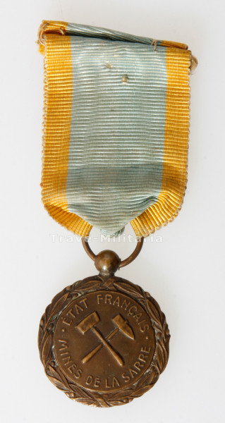 Frankreich Medaille der Saar-Minen Ehre und Arbeit 1922