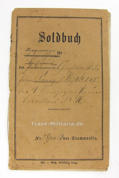 Soldbuch von 1881 Pionier-Bataillon Nr. 16