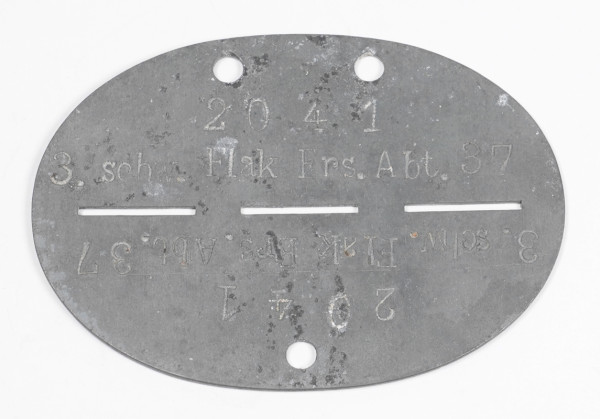 Erkennungsmarke 3. schw. Flak. Ers. Abt. 37 2041