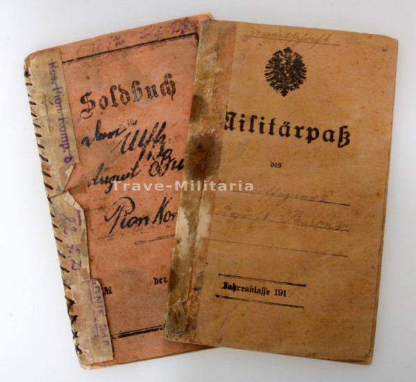 Soldbuch u. Militärpass August Bucko Pion. Komp. 84/348