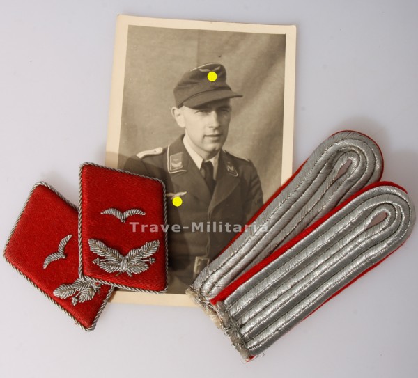 Luftwaffe Paar Schulterklappen und Kragenspiegel Leutnant der Flakartillerie