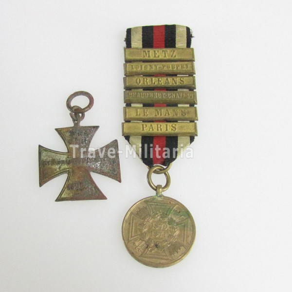 Preußen Kriegsdenkmünze 1870/71 mit 6 Gefechtsspangen