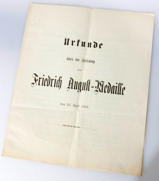 Urkunde über Stiftung Friedrich-August-Medaille 23.April 1905